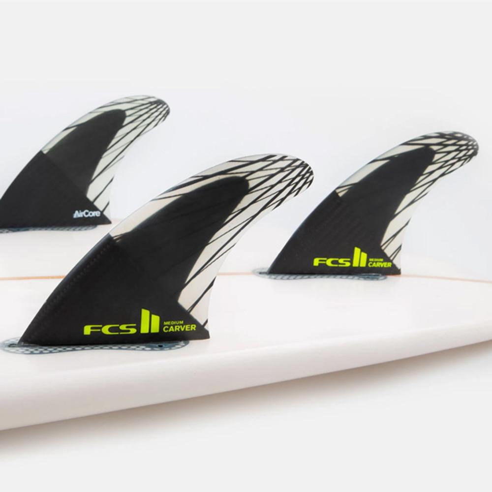 FCSII Carver | Thruster Fin Set | Performance Core Carbon | Big Turns Off The Bottom | FCS 2 | Black Edition