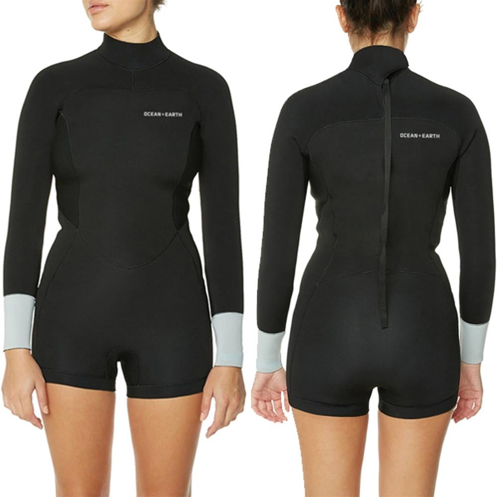 Ocean and Earth Ladies | 2mm Boyleg Long Sleeve Surfing Wetsuit | Womens | 2mm Back Zip |