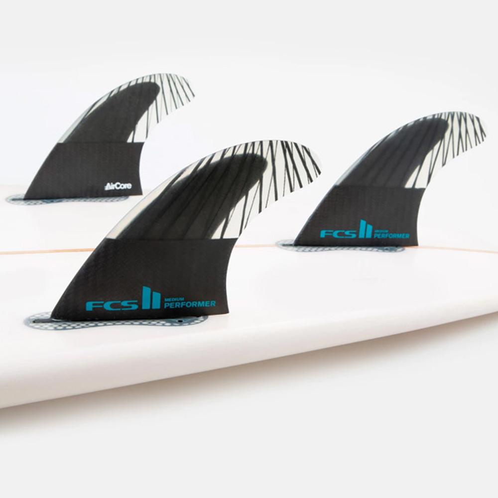 FCSII Performer | Thruster 3 Fin Set | Black Edition | Performance Core Carbon | FCS2 | Best All Round Template | Surfboard Fins