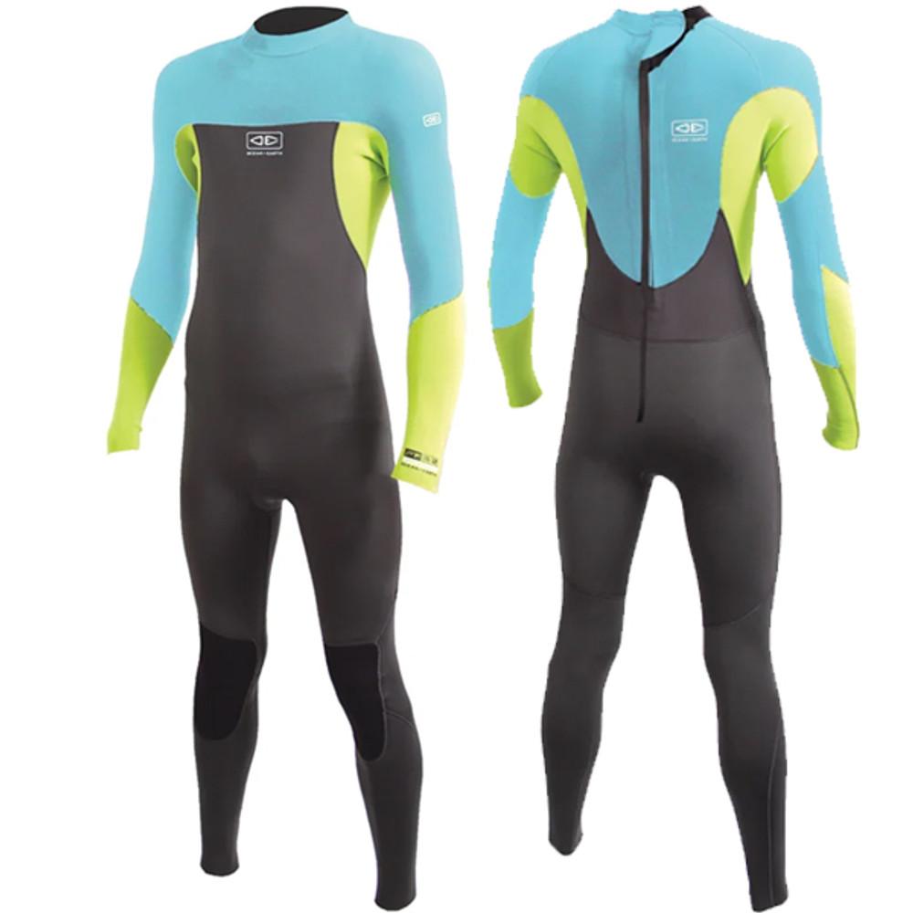 Ocean and Earth Youth Boys Free-Flex Steamer 3:2mm | Back Zip | Black/Blue/Lime