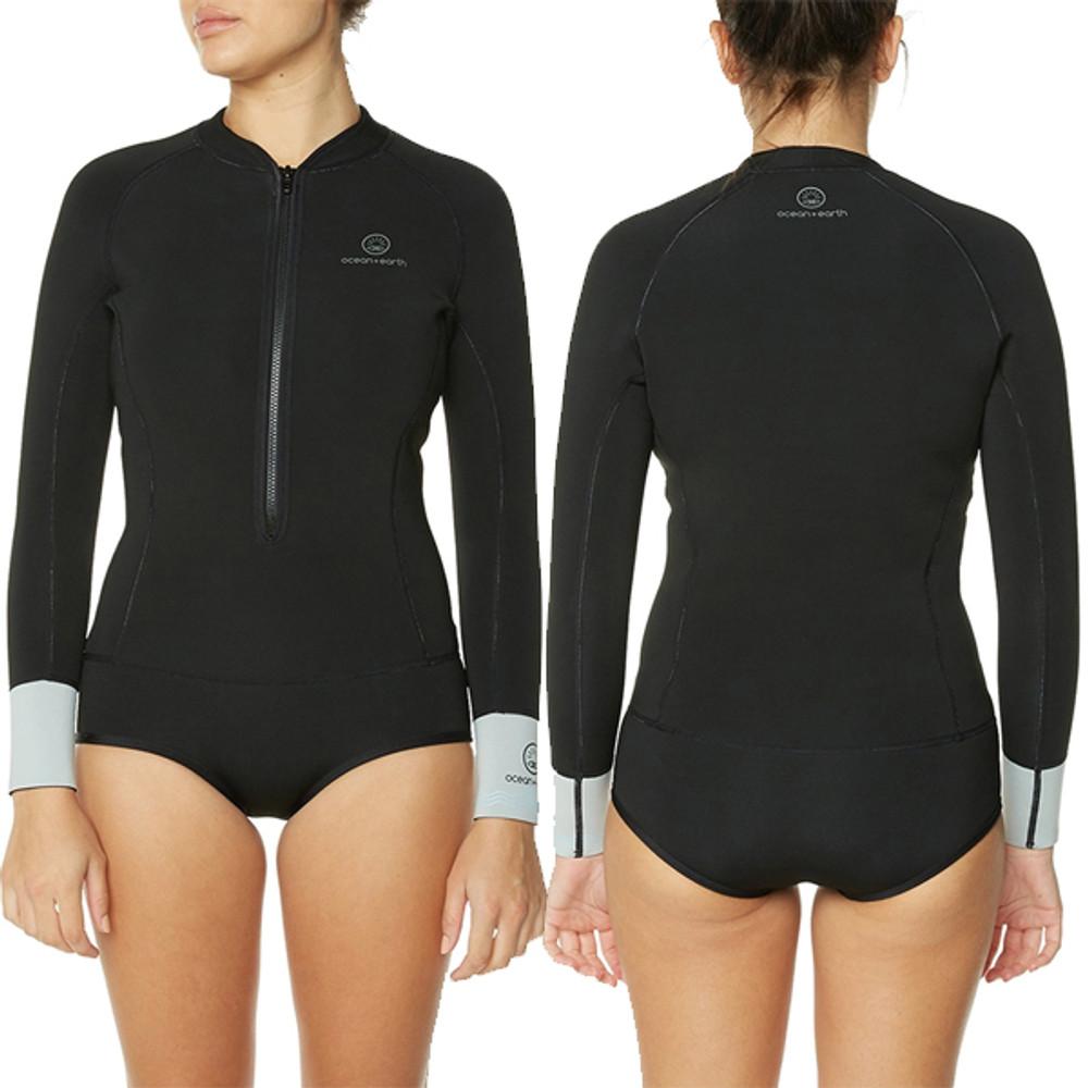 Ocean and Earth Ladies | 2mm Hi Cut Long Sleeve Surfing Wetsuit | Womens | 2mm Front Zip |