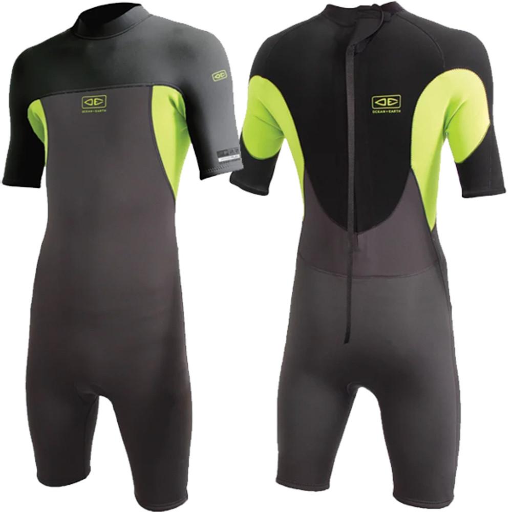 Ocean and Earth Youth Boys Free-Flex Springsuit 2mm | Back Zip | Black/Lime